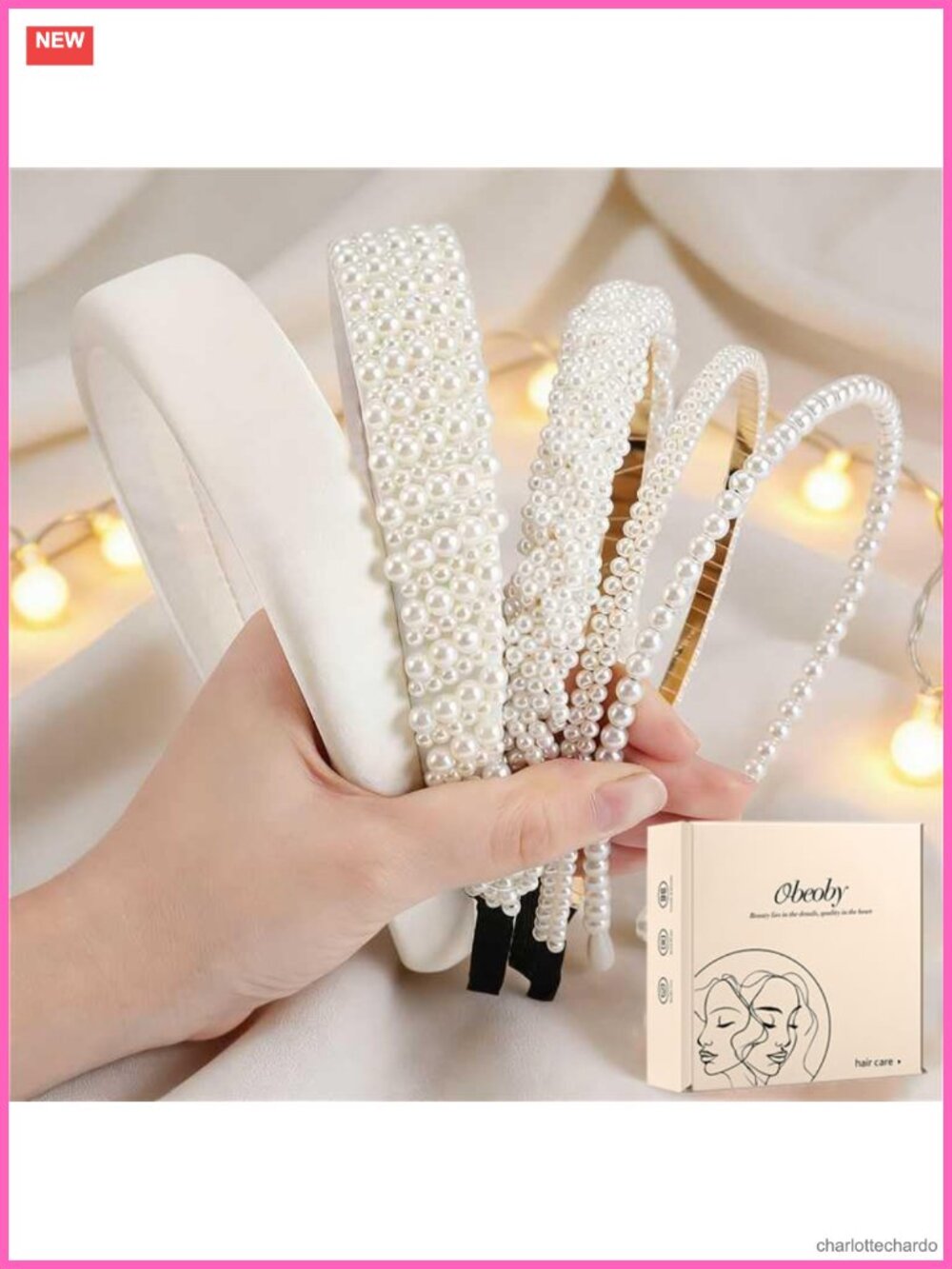 5 Pack Pearl Bridal Headbands Women White Wedding Hair Accessories